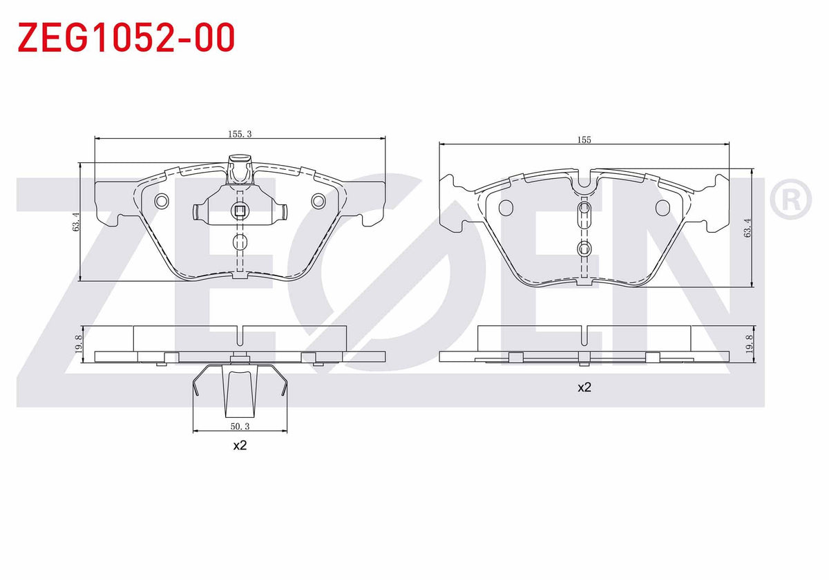 Zegen ZEG1052-00 Brake Pad Front BMW 5 Series (E60) 520 D 2003-2010 / 5 Series (E60) 520 i 2003-2010 / 3 Series — Brake Pads