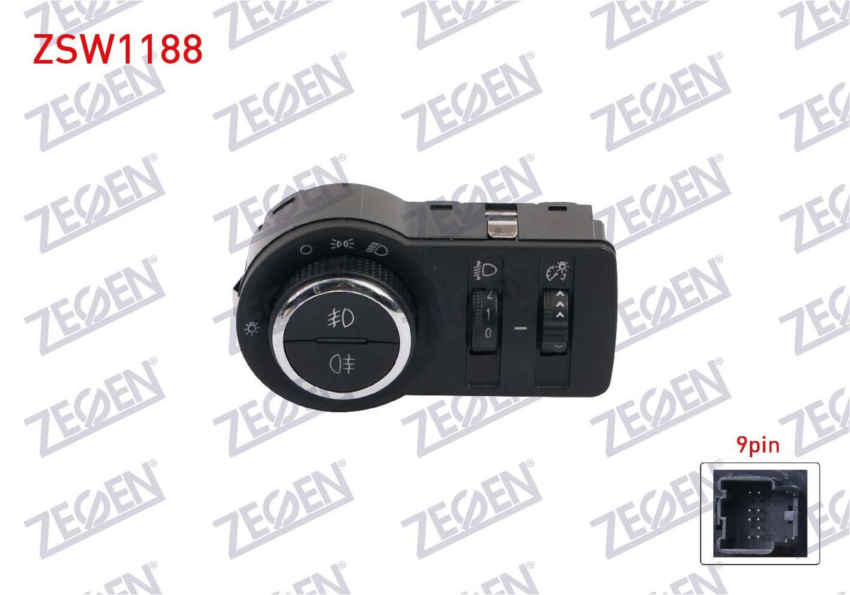 Zegen ZSW1188 Headlight Switch Chrome 9 Pin Front & Rear Sisli-Height Adjustable Opel Astra J-Insignia-Cruze 2008