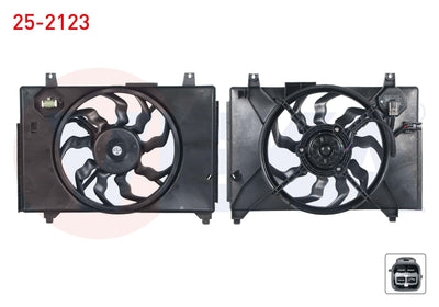 Veka 25-2123 Fan Motor Su Radiator Heated Hyundai Accent Era 1.5 CRDi with Shroud 2006-2012