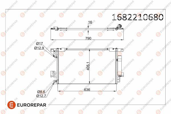 Eurorepar 1682210680 Psa / Erp A/C Rad. C4 C-Crooser 2.4 16V 08-4007 4008 381700
