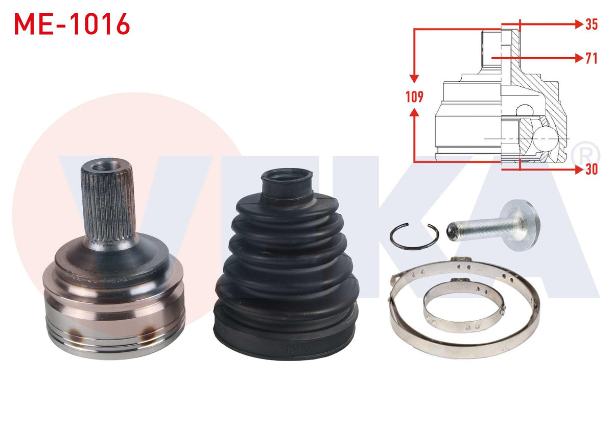 Veka ME-1016 CV Joint Left-Right Front Outer Mercedes C 300-C 250 CDI (W204) 4-Matic 25X30x71 Leng — Axles, CV Joints & Boots