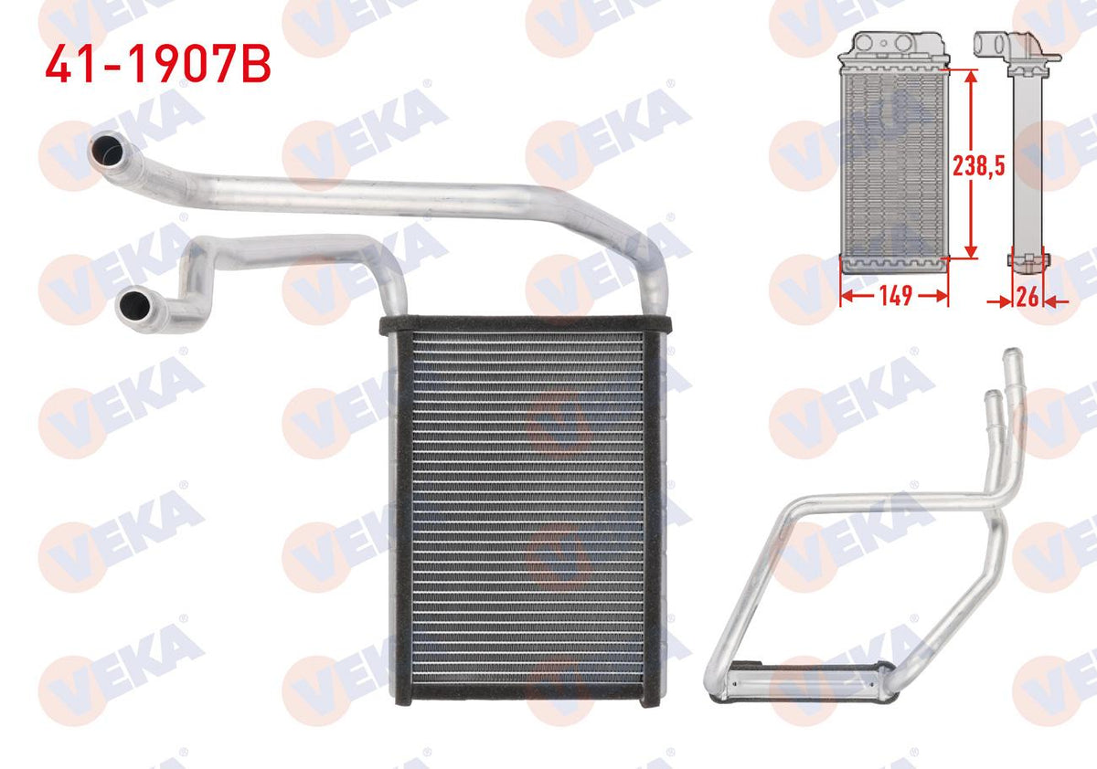 Veka 41-1907B Heater Core Brazing (5.5mm Fin) Ford Transit Custom (V362) 2.2 TDCi 2012