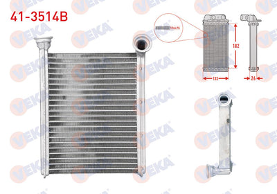 Veka 41-3514B Heater Core Brazing (5.5mm Fin) Renault Clio IV 1.5 dCi 2012 — Heater & Blower