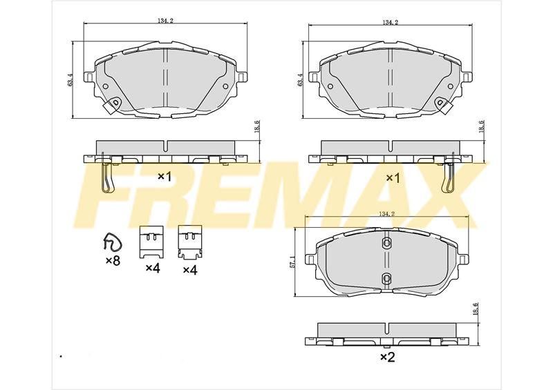 Fremax FBP-2512 Front Brake Pad (Corbon Formula) Toyota (Nre180) Corolla-Auris 2013 > Gasoline-Diesel — Brake Pads