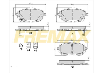 Fremax FBP-2512 Front Brake Pad (Corbon Formula) Toyota (Nre180) Corolla-Auris 2013 > Gasoline-Diesel — Brake Pads