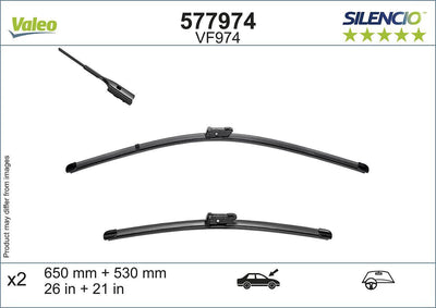 Valeo 577974 Wiper Blade Set 65 + 53Cm Porsche Cayenne (9Ya) VW Touareg (Cr7) — Wipers