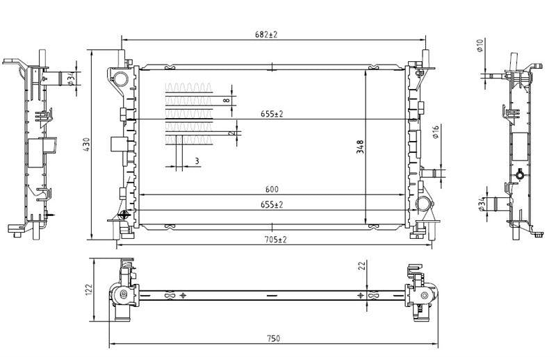 MGA 80489 Su Radiator with A/C Brazing (Ford: Focus 1.6 98-04) — Radiators & Fans