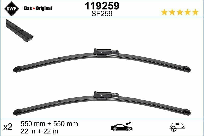 SWF Flat Blade Wiper 119259 - 22 Inch Wiper — Wipers