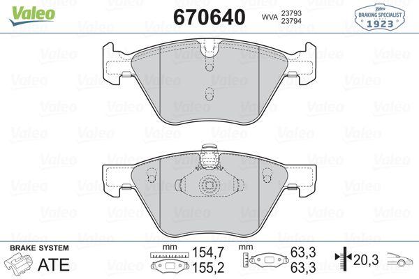 Valeo 670640 Brake Pad Front BMW E60/E61 E90/E91/E92/E93 E81/E87 03- — Brake Pads