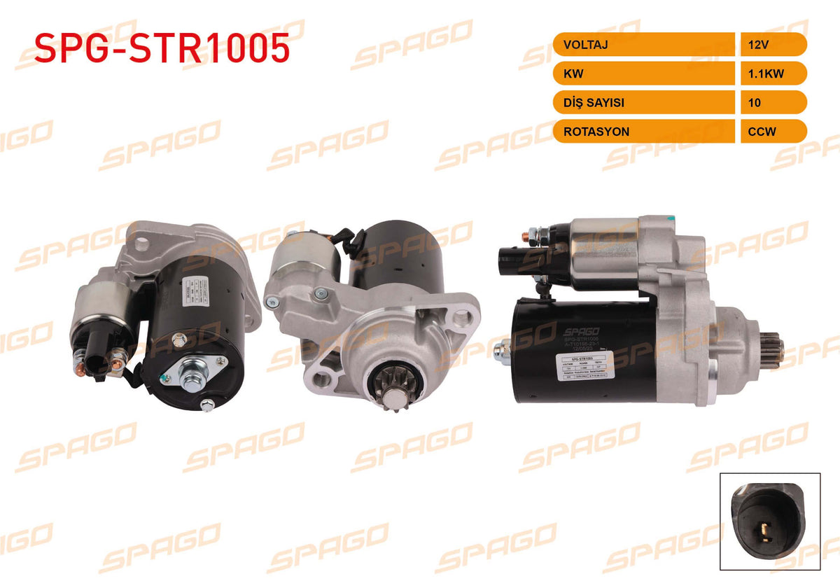 SPAGO SPG-STR1005 Starter Motor (V Type) 12V 1.1Kw 10 Outer Ccw (Str3360) Golf V VI-Jetta III / A3 03-1 — Starting & Charging