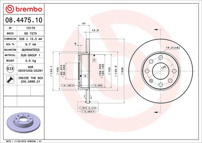 Brembo 08.4475.10 Brake Disc Front Standard Opel — Brake Rotors & Drums