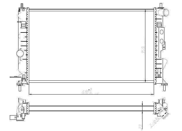 MGA 80175 Water Radiator Mechanical with A/C (Opel: Vectra B 1.8 2.0 Ac) 610×359×23 — Radiators & Fans