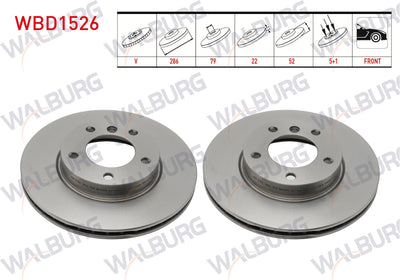 WALBURG WBD1526 Brake Disc Front Air BMW 3 Series (E36) 318 i 5 Bjn 286X22x79x52 1990-1998 — Brake Rotors & Drums