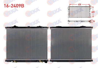 Veka 16-2409B Water Radiator Brazing Kia Sorento I (Jc) 2.5 CRDi A-T 2002-2006 — Radiators & Fans
