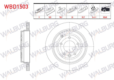 WALBURG WBD1503 Brake Disc Rear Air Land Rover Range Rover Sport (Ls) 2.7 TD 5 Bjn 325X20x78,9X59 — Brake Rotors & Drums