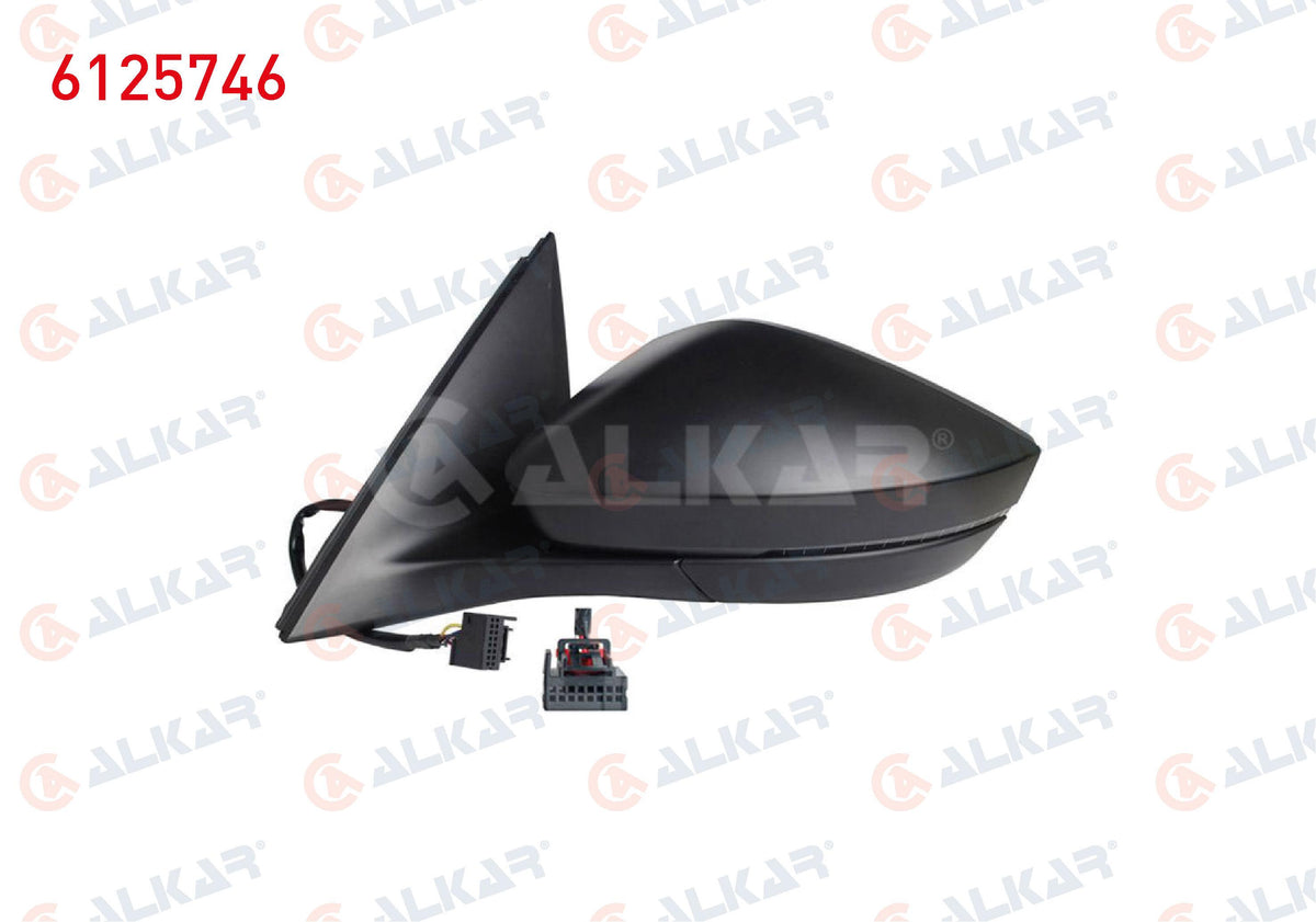 Alkar 6125746 Outer Rear View Mirror Left Electric Heated with Turn Signal Led 6 Pin Skoda Scala — Tail, Signal & Reflectors