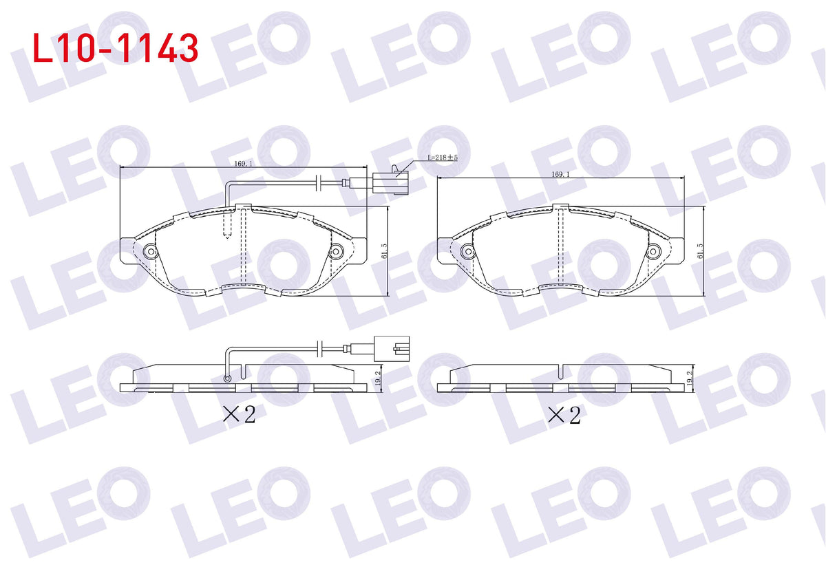 LEO L10-1143 Brake Pad Front Pair with Connector Fiat Ducato 2.3 Mjt 2006-2014 / Jumper III 2.2 HDi 2006-2014 / — Brake Pads