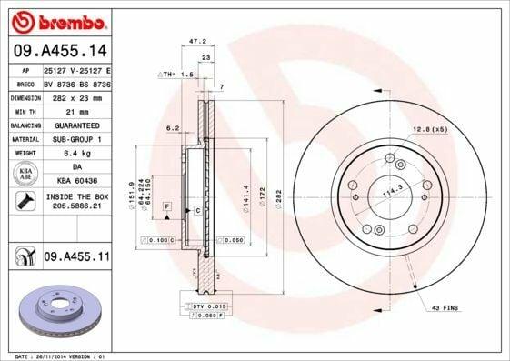 BREMBO Front Brake Disc - Honda Civic 2006 — Brake Rotors & Drums