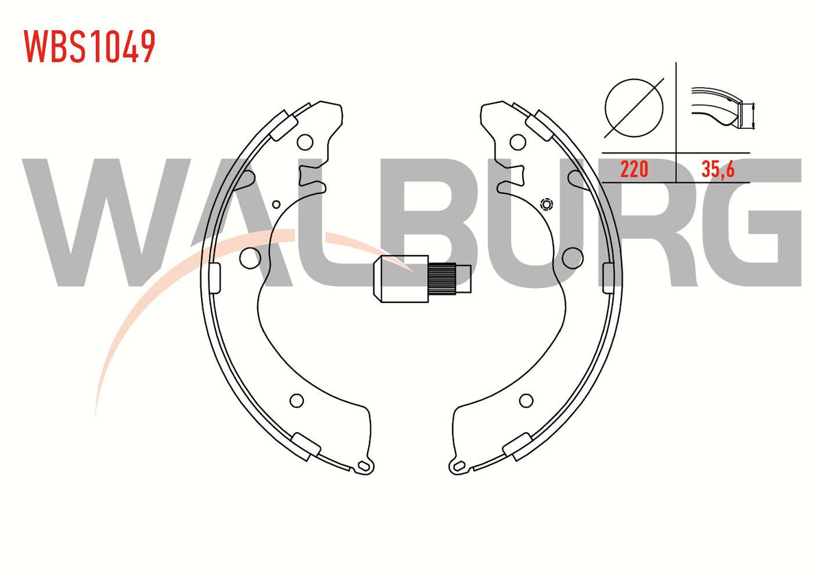 WALBURG WBS1049 Brake Shoe Rear Honda Accord V (Cc7,Cd) 2.2i 220X35 — Brake Cables & Hardware