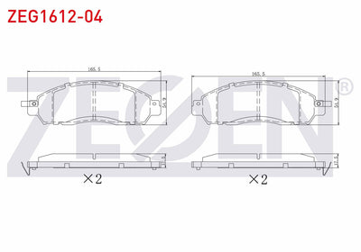 Zegen ZEG1612-04 Brake Pad Front with Wear Indicator Nissan Navara Np300 (D23) 2.3 dCi 2015 — Brake Pads