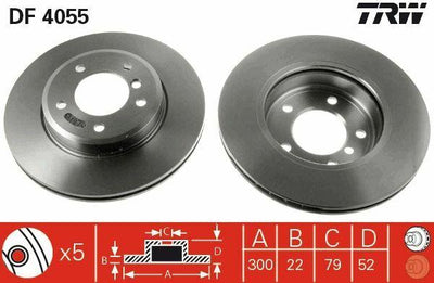 TRW DF4055 Brake Discs Front Disc Compatible with BMW E46, BMW Z4 — Brake Rotors & Drums