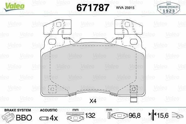 VALEO Brake Pads for Opel Insignia B - Front Set for 18-Inch Wheels