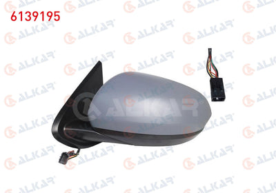 Alkar 6139195 Outer Rear View Mirror Left Electric Heated Primed 5 Pin Dacia Duster 2017 — Mirrors