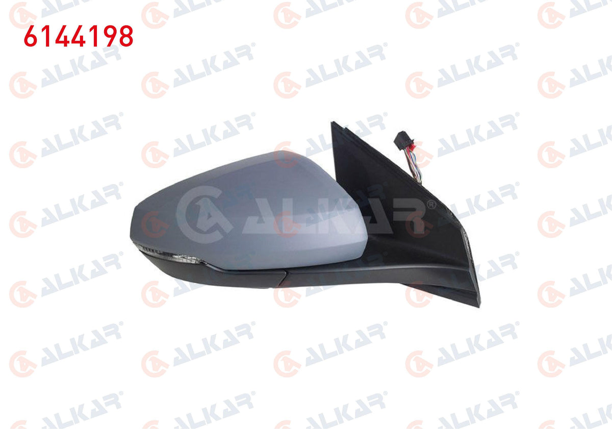 Alkar 6144198 Outer Rear View Mirror Right Electric Heated Primed Automatic Folding with Turn Sig — Tail, Signal & Reflectors