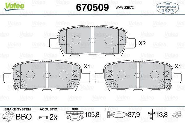VALEO 670509 Rear Brake Pad Set - Compatible with Nissan X-Trail & Qashqai — Brake Pads