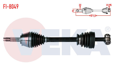 Veka FI-8049 Complete Axle Left Front Fiat Palio 1.2i 16V C513-C514 Transmission Length 571 — Axles, CV Joints & Boots