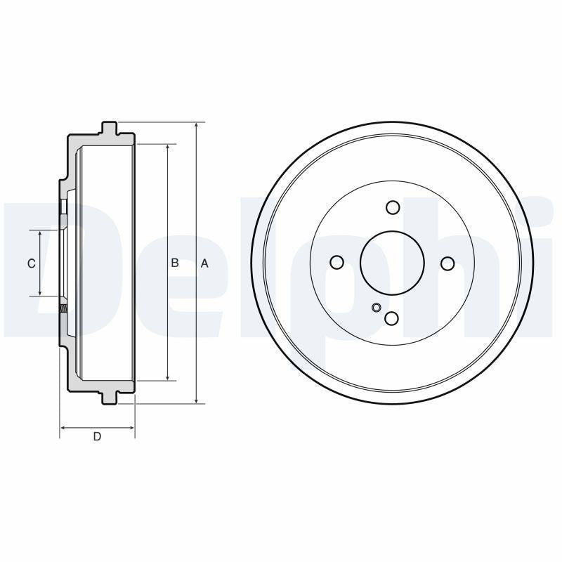 Delphi BF666 Brake Drum 11 > Focus-Bmax-Courier — Brake Rotors & Drums