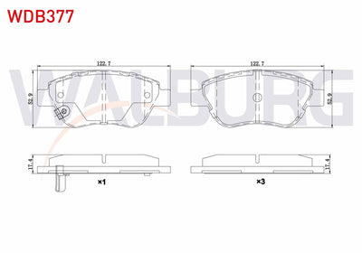 WALBURG WDB377 Brake Pad Front Opel Corsa D 1.2 2006-2014 / Corsa D 1.0 75 Hp 2006-2014 — Brake Pads