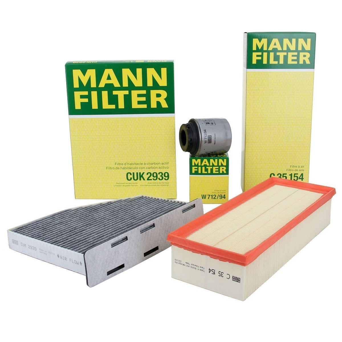 Mann Volkswagen Tiguan 1.4 TSI Maintenance Set - Includes Oil Filter, Air Filter & Cabin Filter — Air & Cabin Filters