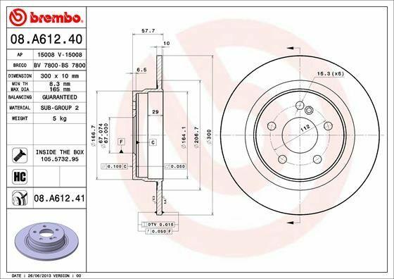 BREMBO 08.A612.41 — Brake Rotors & Drums