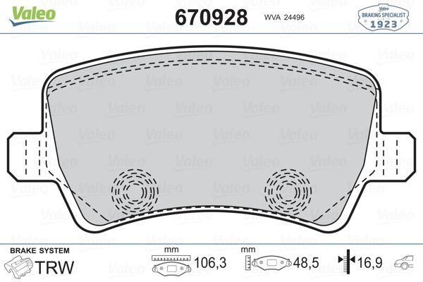 Valeo 670928 Brake Pad Rear Ford S-Max/Galaxy III/Volvo S60/S80/V60/V70/XC60/XC70 — Brake Pads