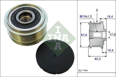 INA 535018710 Alternator Pulley with Bearing Hyundai Accent Era Getz i20 i30 i40 Kia Ceed Cerato Rio 1.1-1.7 CRDi