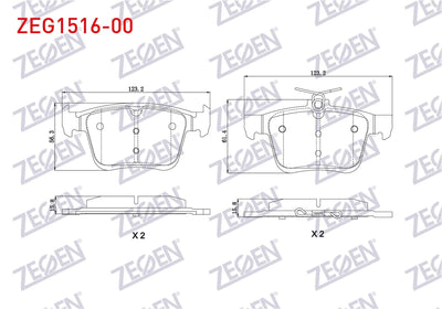 Zegen ZEG1516-00 Brake Pad Rear Golf VII 1.2 TSI 2012-/ Tiguan 1.4 TSI 2016-/ Arteon 1.5 TSI 2017-/ Passat 1.4 T — Brake Pads