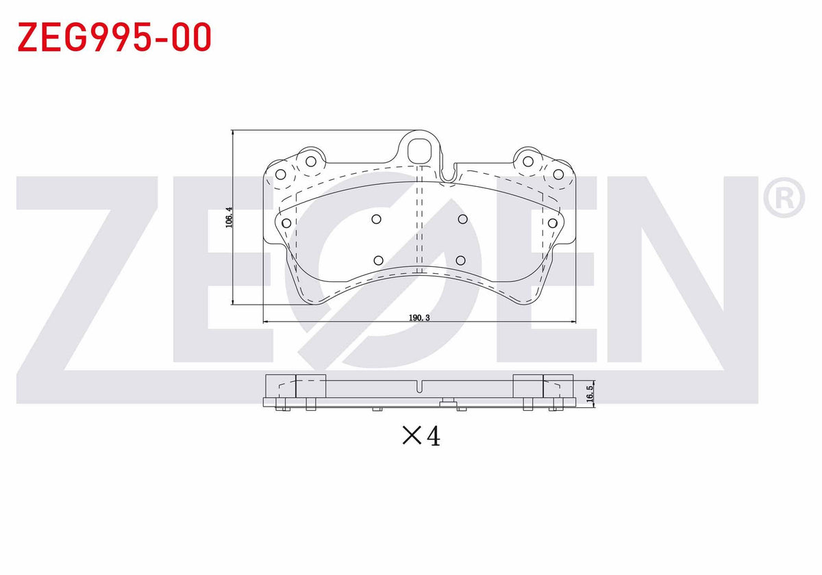 Zegen ZEG995-00 Brake Pad Front Volkswagen Touareg 3.0 V6 TDI 2002-2010 / Audi Q7 3.0 TFSI 2006-2015 / Q7 3.2i V — Brake Pads
