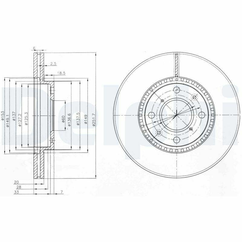 Delphi BG4049C Disc Brake - Ventilated Type, 4 Holes — Brake Rotors & Drums