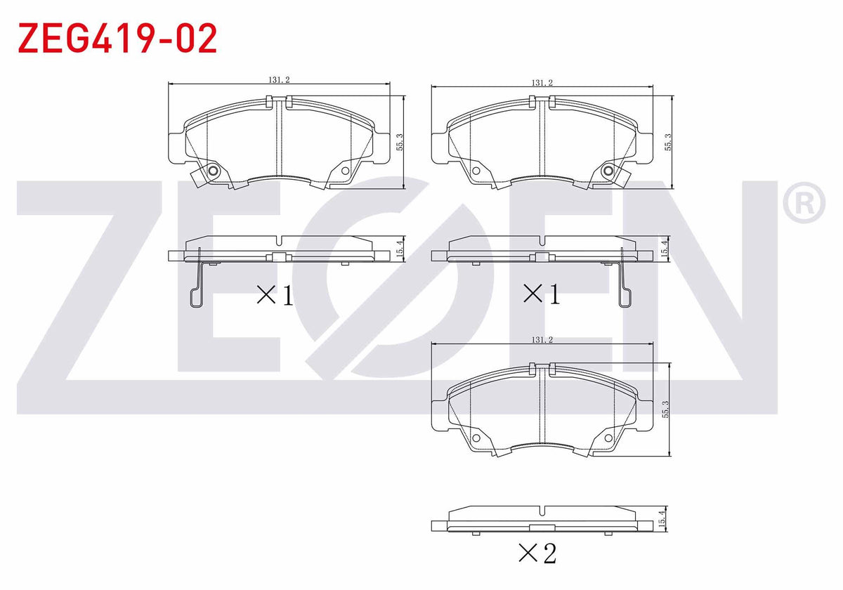 Zegen ZEG419-02 Brake Pad Front with Wear Indicator Honda Civic VI 1.4i 1995-2001 / Civic VI 1.5i 1995-2001 / Ci — Brake Pads