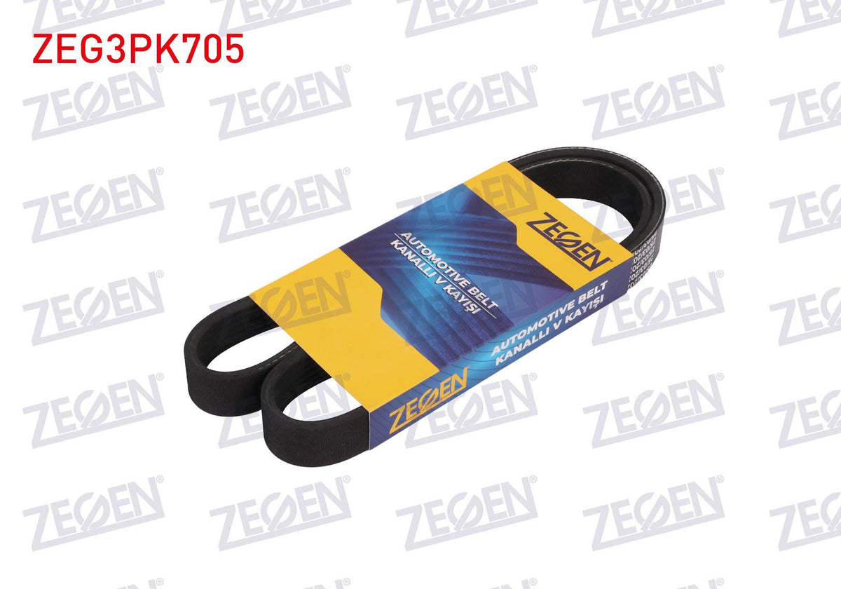 Zegen ZEG3PK705 V-Ribbed Belt 3Pk705 Dacia Solenzo 1.4 03-05 / Ford Tourneo-Transit Custom V362 2.0 Ecoblue 15-/ Tran — Belts