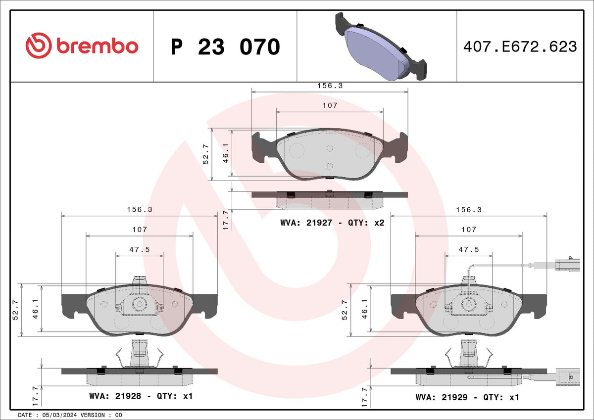 Brembo P23070 Brake Pad Front Fiat Bravo 1.6-1.8 Alfa Romeo 145-146 Marea/Weekend/Brava 96> — Brake Pads
