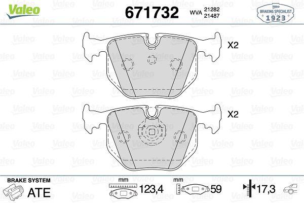 Valeo 671732 Brake Pad Rear BMW E31/E34/E38-E46/E53/E83, Rover 92-95, Range Rover III — Brake Pads