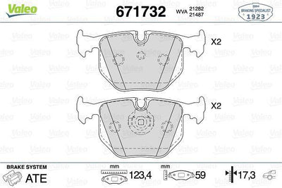Valeo 671732 Brake Pad Rear BMW E31/E34/E38-E46/E53/E83, Rover 92-95, Range Rover III — Brake Pads