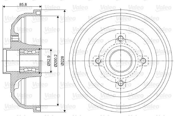 Valeo 237058 Brake Drum Opel Corsa C Mk II ABS Siz — Brake Rotors & Drums