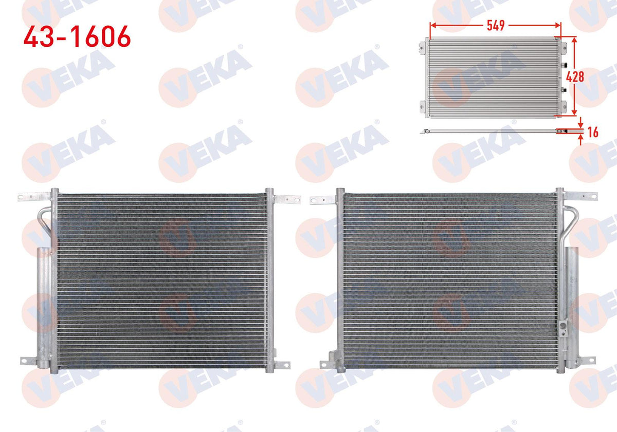 Veka 43-1606 A/C Condenser Chevrolet Aveo (T250) 1.2 16V 2006-2011 — Condensers & Evaporators