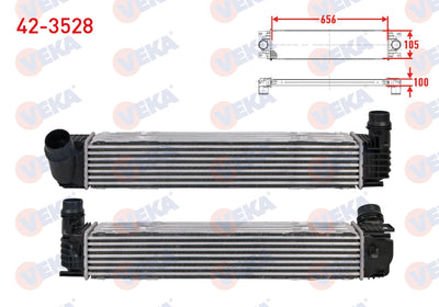 Veka 42-3528 Turbo Radiator (Intercooler) Renault Grand Scenic III 2.0 dCi 160 Hp 2009 — Radiators & Fans
