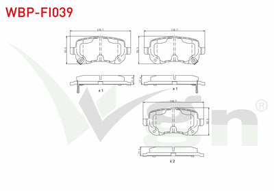 WGN WBP-FI039 Brake Pad Rear with Wear Indicator Fiat Freemont (Jf) 2.0 Mjt 170 Hp 2011-/ Chrysler G.Voyager 3.3 — Brake Pads