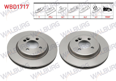 WALBURG WBD1717 Brake Disc Front Mini (R50, R53) 2001 / 2006 — Brake Rotors & Drums