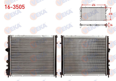 Veka 16-3505 Water Radiator Mechanical Renault Kangoo (Kc0 / 1) 1.9 D M-T 1998-2008 — Radiators & Fans